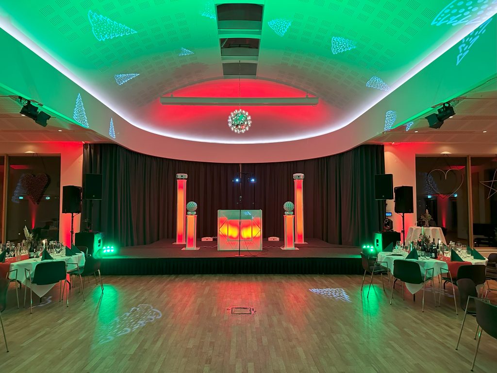 Diskotek Dimesis opstillet til firmafest i Kilden på Comwell Hotel Hvide Hus i Aalborg i november 2023.
